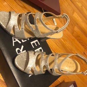 Silver metallic heels